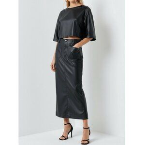 NWT Size L - Anthro Maeve The Colette Faux Leather Maxi Skirt (NWT US$ 148)